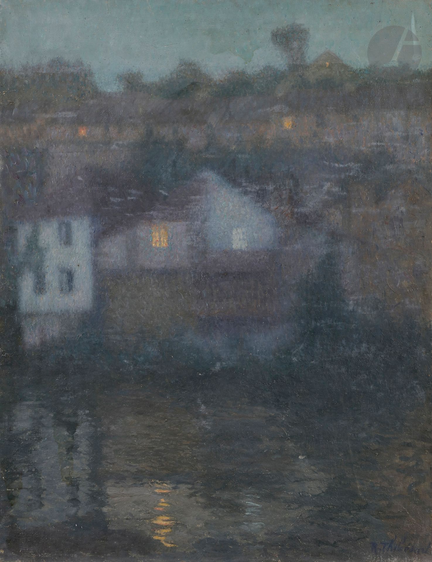 Null Raymond THIBÉSART (1874-1968) 
Maison au crépuscule, vers 1905 
Huile sur t&hellip;