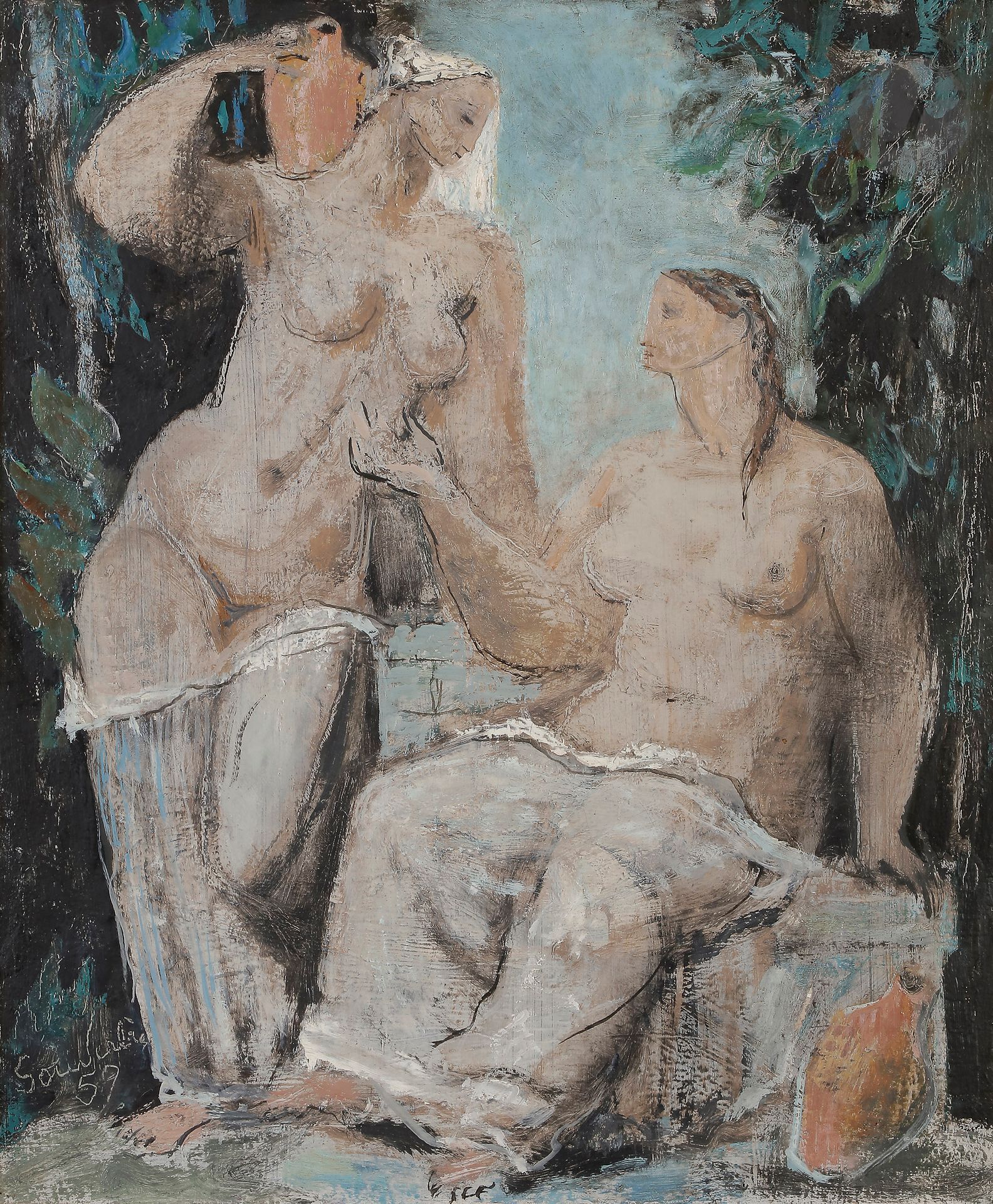 Null Jean SOUVERBIE (1891-1981
)Frauen am Springbrunnen, 1959Öl
auf Leinwand.
Si&hellip;