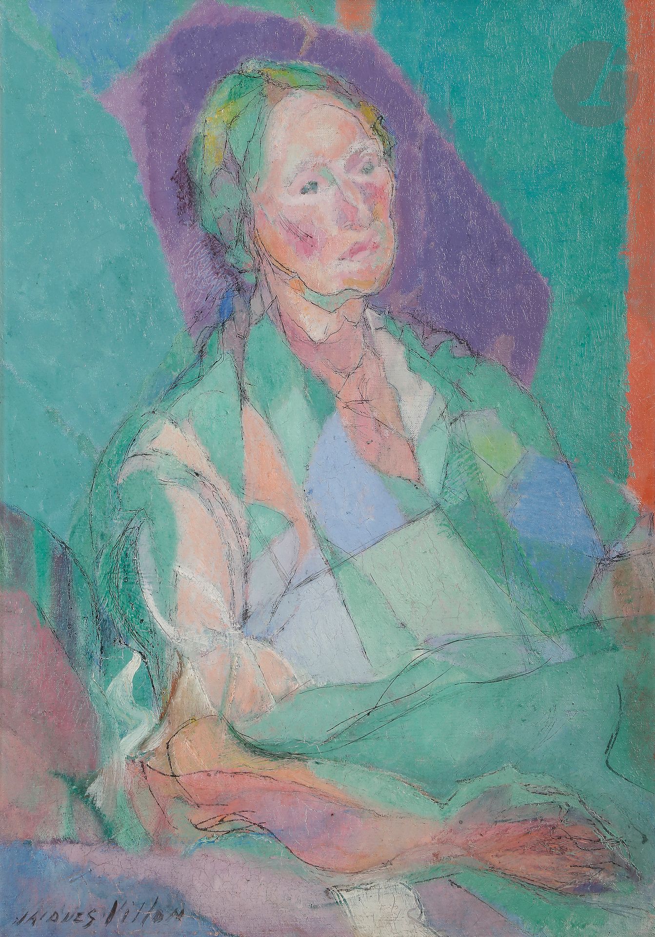 Null Jacques VILLON (1875-1963
)Vicomtesse Émilien de Ginestet夫人的肖像，1947-48
布上
油&hellip;