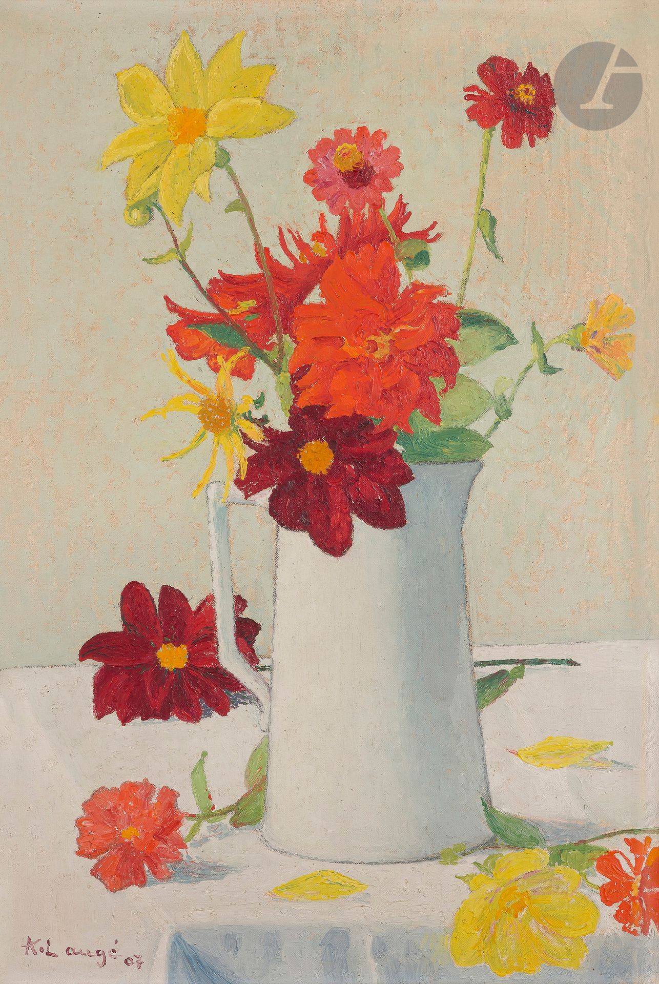 Null Achille LAUGÉ (1861-1944)
Bouquet dans un pichet blanc, 1907
Huile sur toil&hellip;