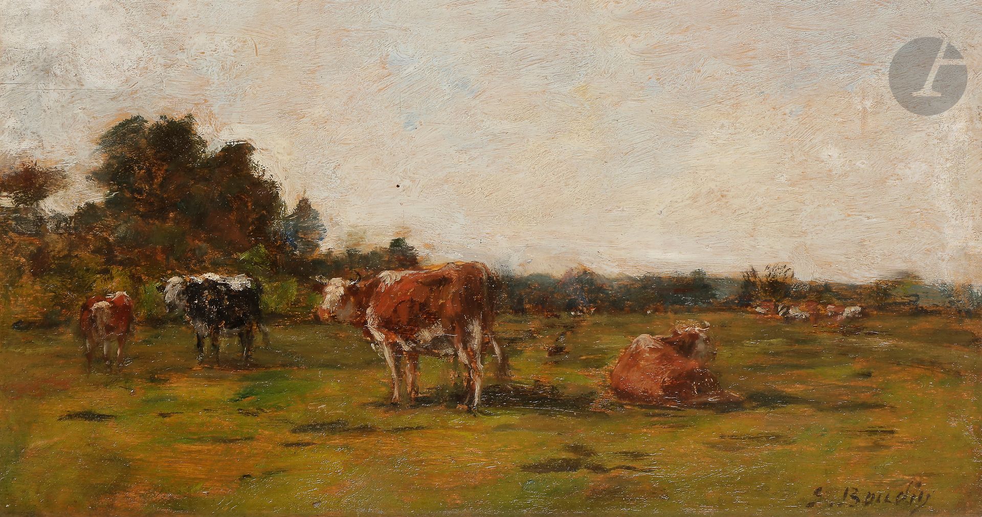 Null Eugène BOUDIN (1824-1898)
Vaches au pré, vers 1880-85
Huile sur panneau.
Si&hellip;