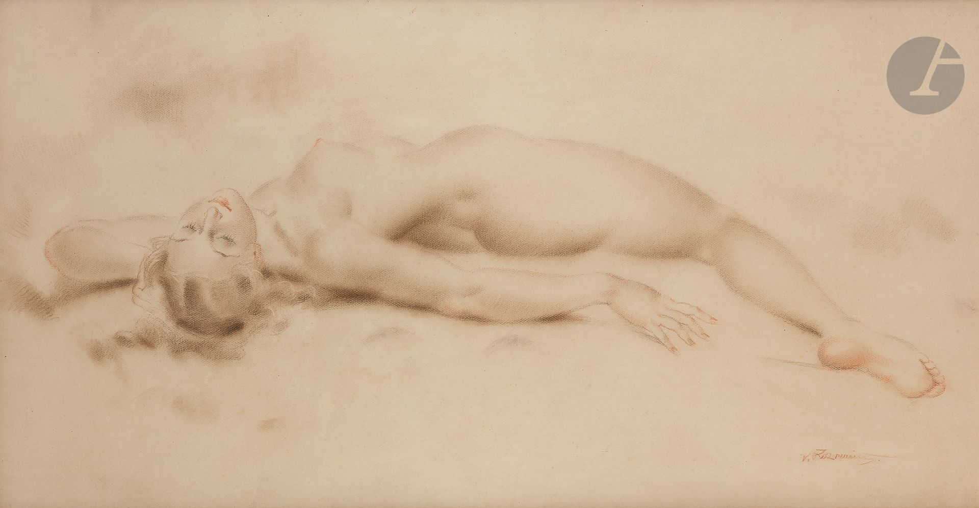 Null Vladimir Afanasyevich ROZMAINSKI (1885-1943
)斜躺着睡觉的
裸体彩色铅笔。

53.5 x 100 cmВ&hellip;