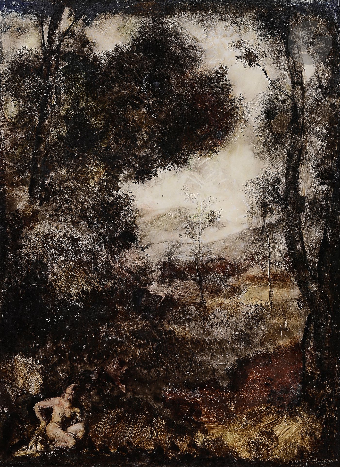 Null Grégory Efimovitch GLUCKMANN
(1898-1973)
Baigneuse dans un paysage, 1935
Te&hellip;