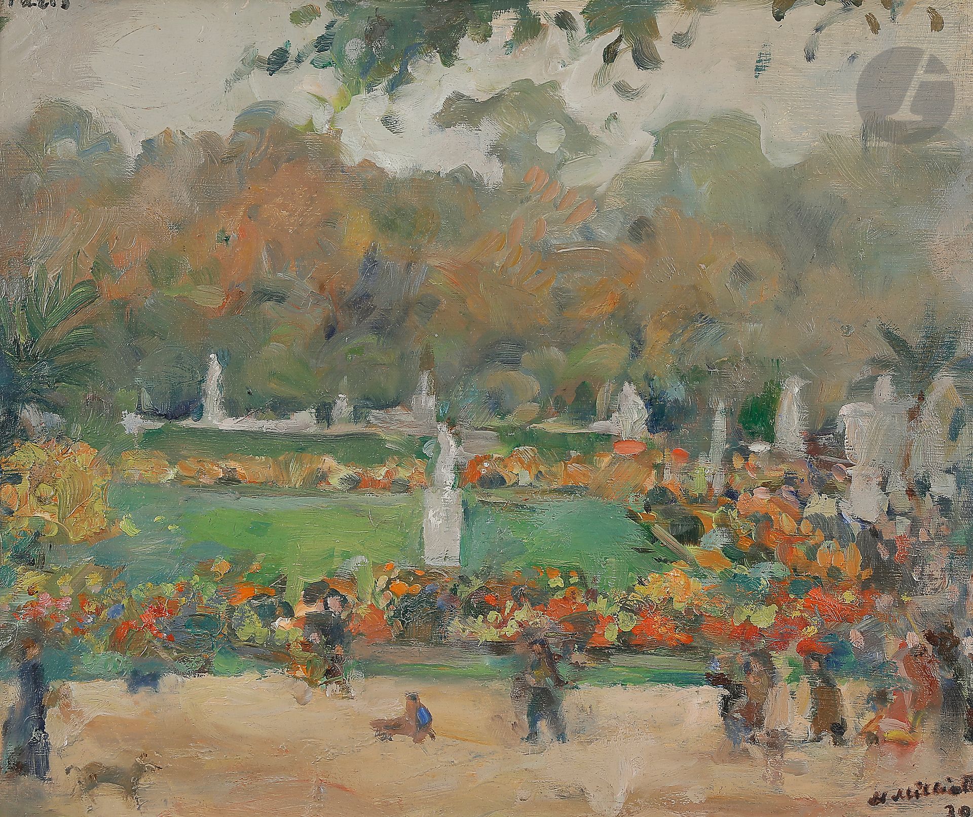 Null 
尼古拉-德米特里耶维奇-米利奥蒂(1874-1962)

巴黎的卢森堡花园，1930年

纸板上的油彩。

右下方有签名和日期。

38 x 46 &hellip;