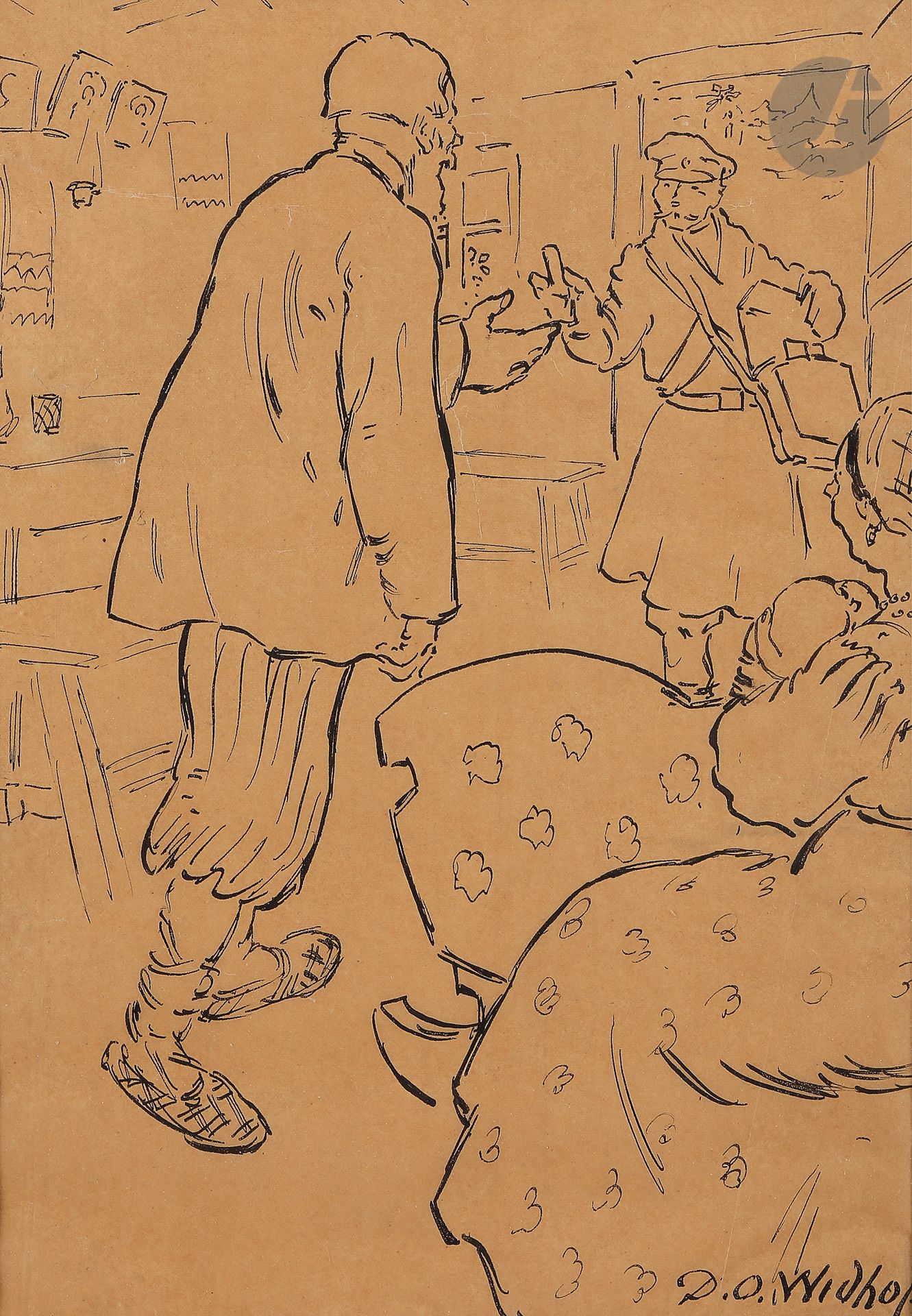 Null David Ossipovitch WIDHOPFF (1867-1933
)Der Postbote.
Tinte.
Signiert unten &hellip;