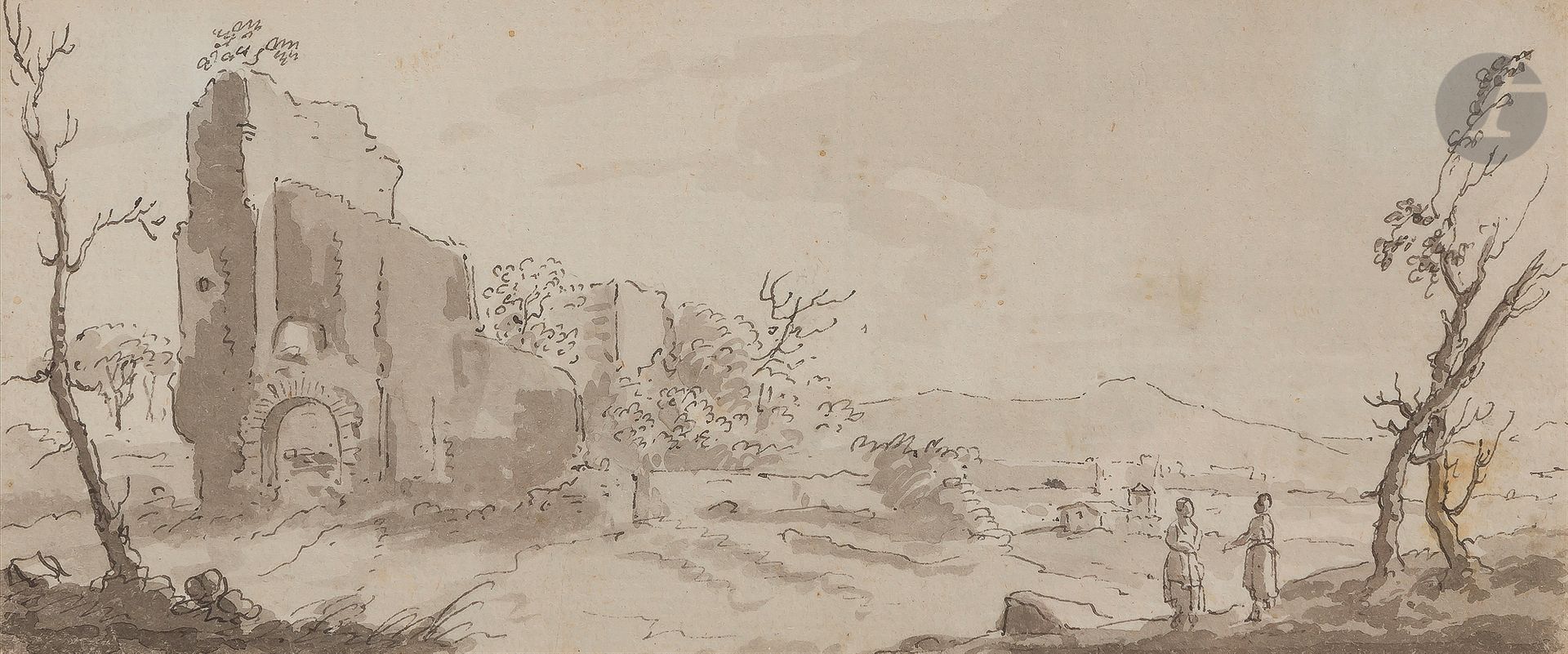 Null Attribué à Gabriel BOUQUIER (1739 - 1810)
Paysage animé
Plume et encre gris&hellip;
