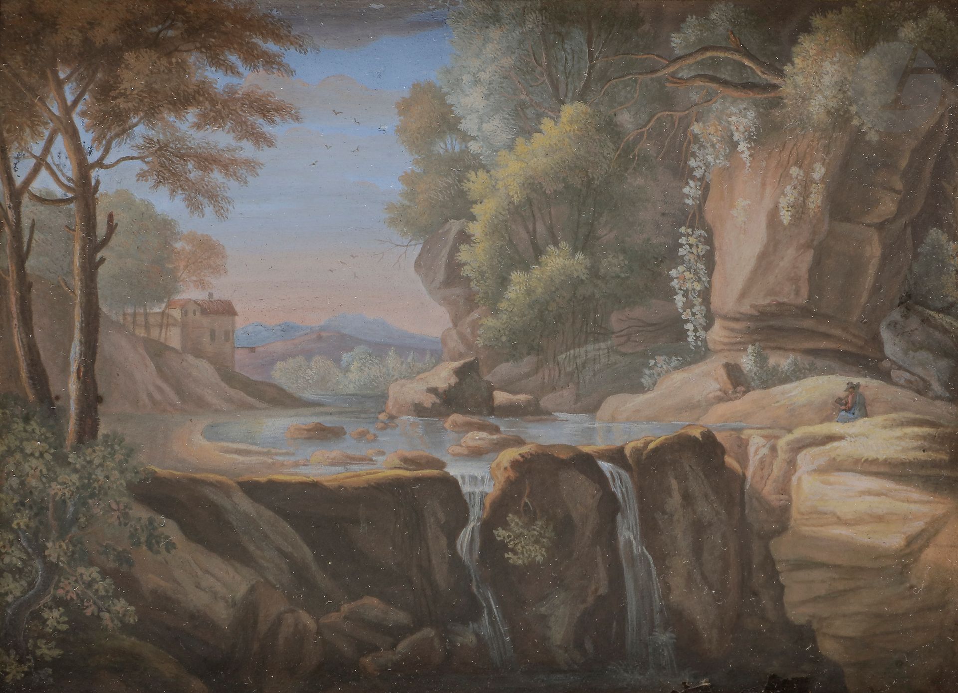 Null école italienne du XVIIIe siècle
Dessinateur dans un paysage à la cascade
G&hellip;