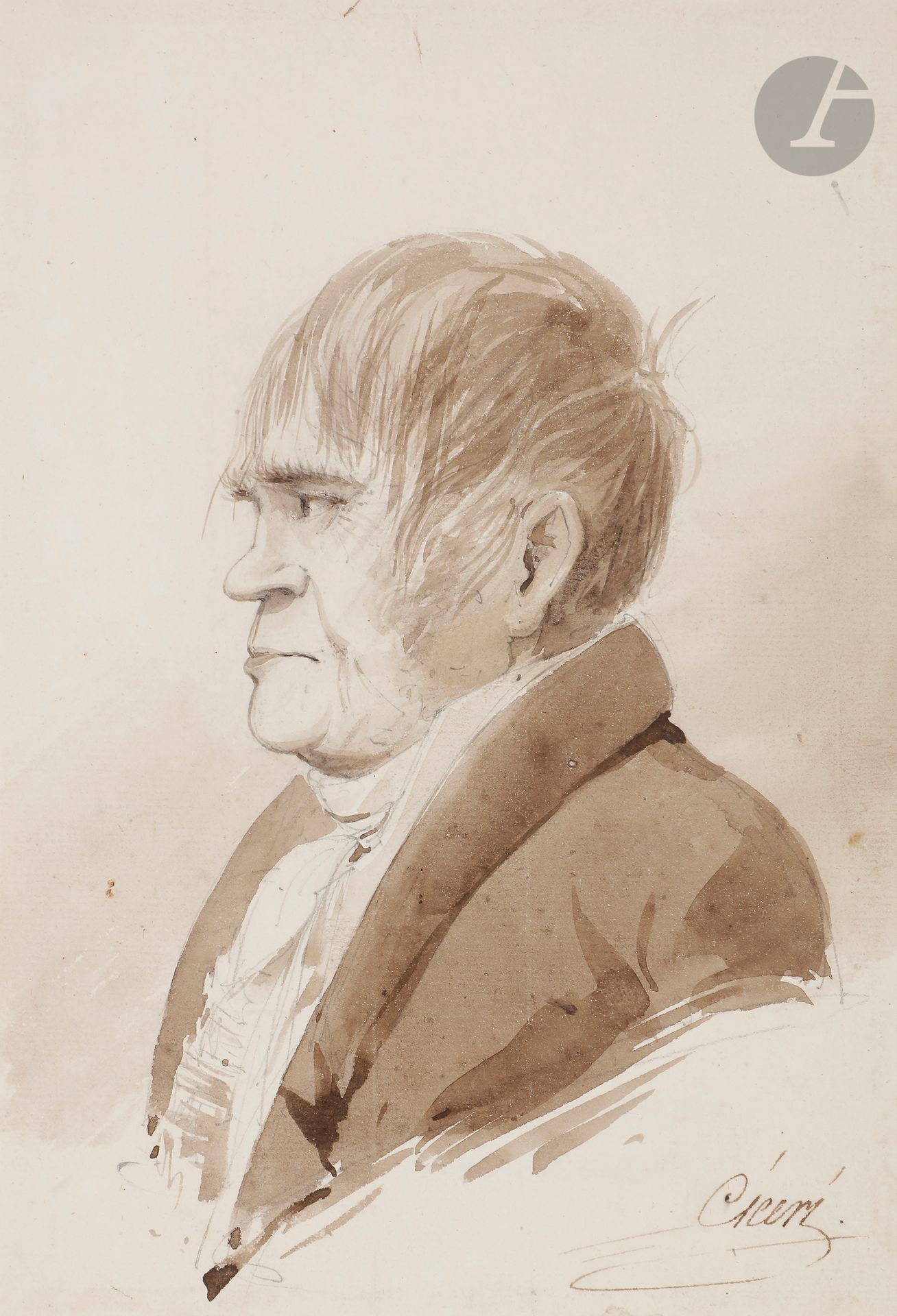 Null Eugène CICERI (1813 - 1890
)Presumed portrait of Prosper Enfantin dit Père &hellip;