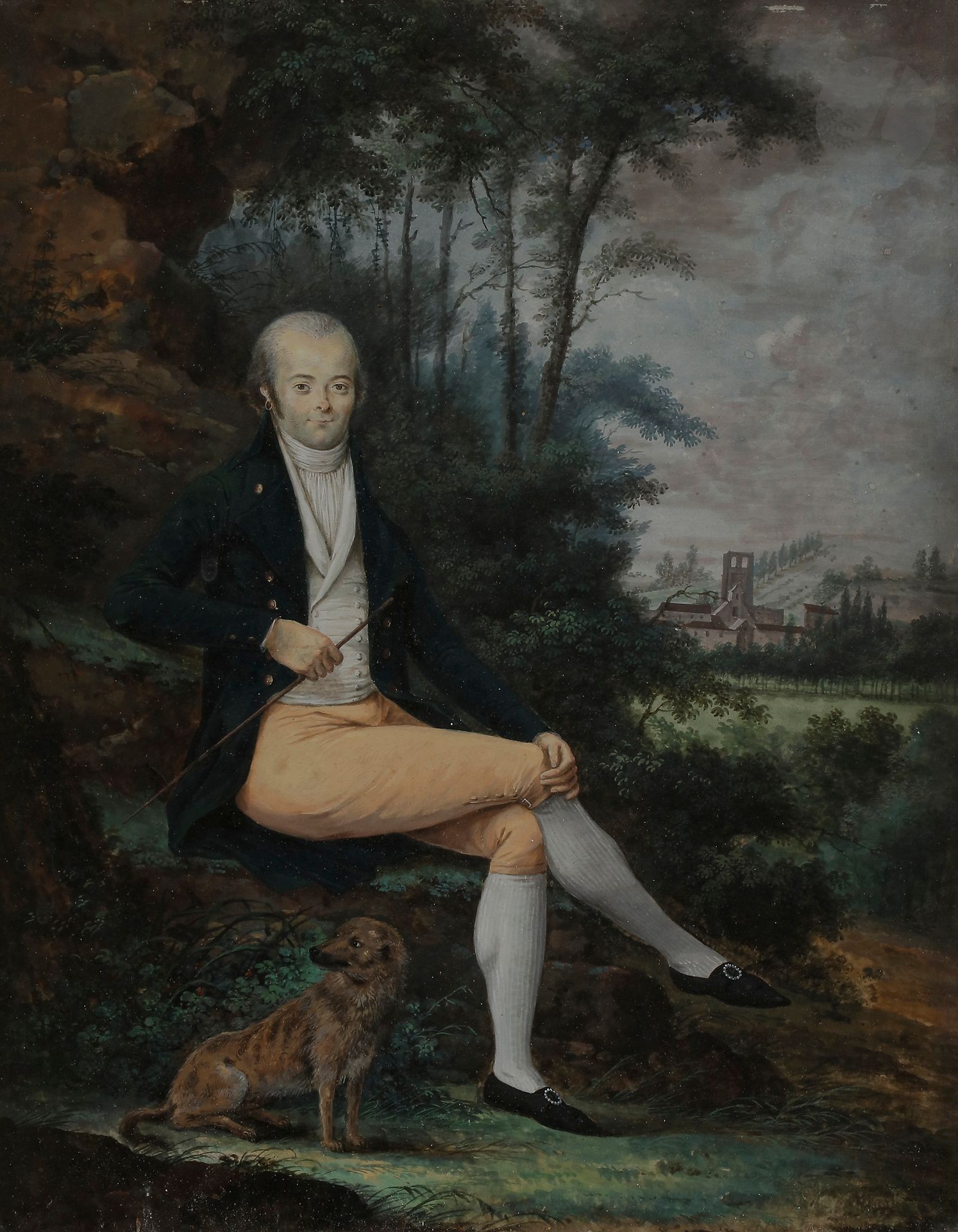 Null E.T. TOURCATYPaire of
portraits in a landscape, circa 1800Painted

watercol&hellip;