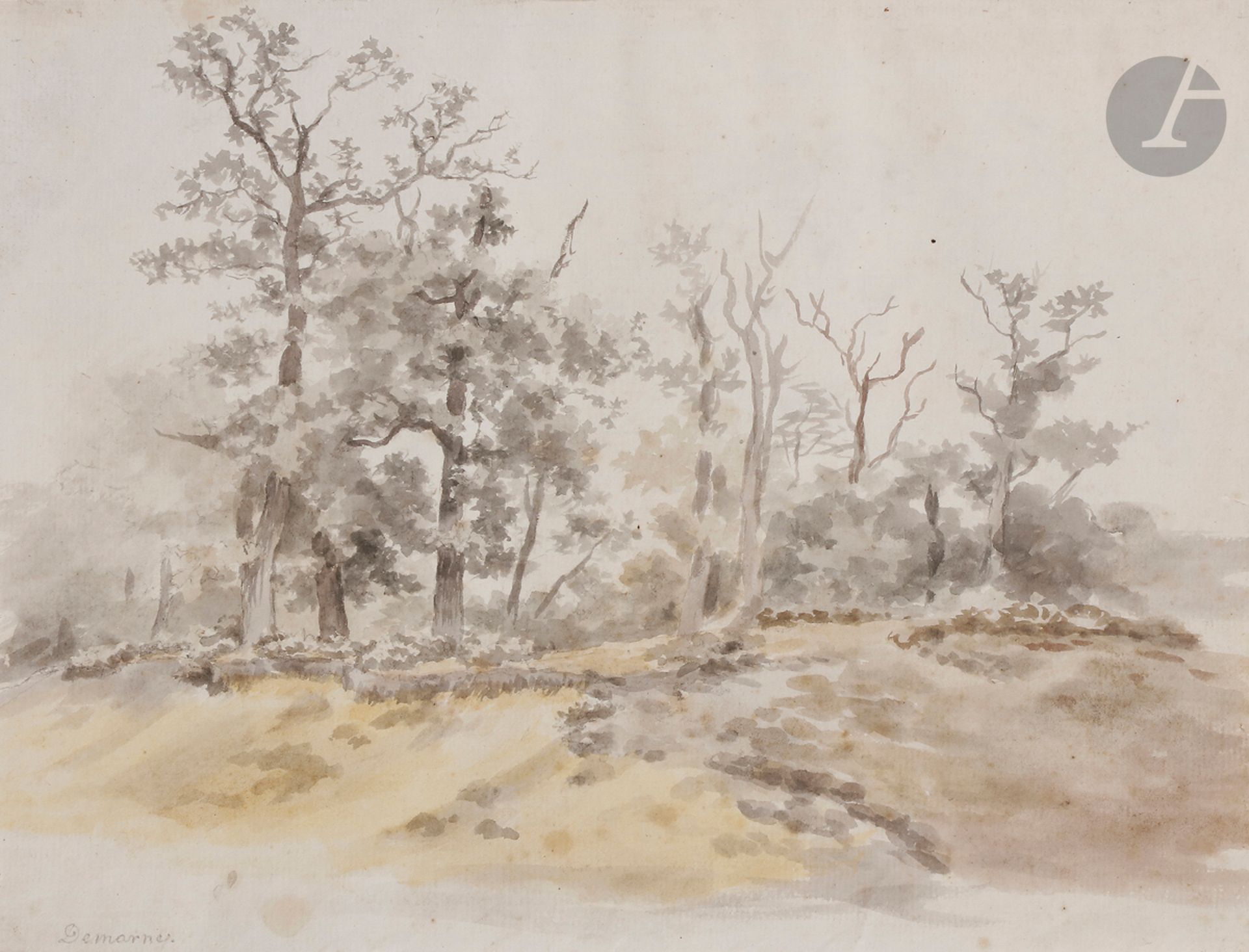 Null Jean - Louis de MARNE (1752 - 1829
)风景水彩画
，黑色铅笔

画。


左下角有签名。
后面的学习。
(少量斑点)&hellip;