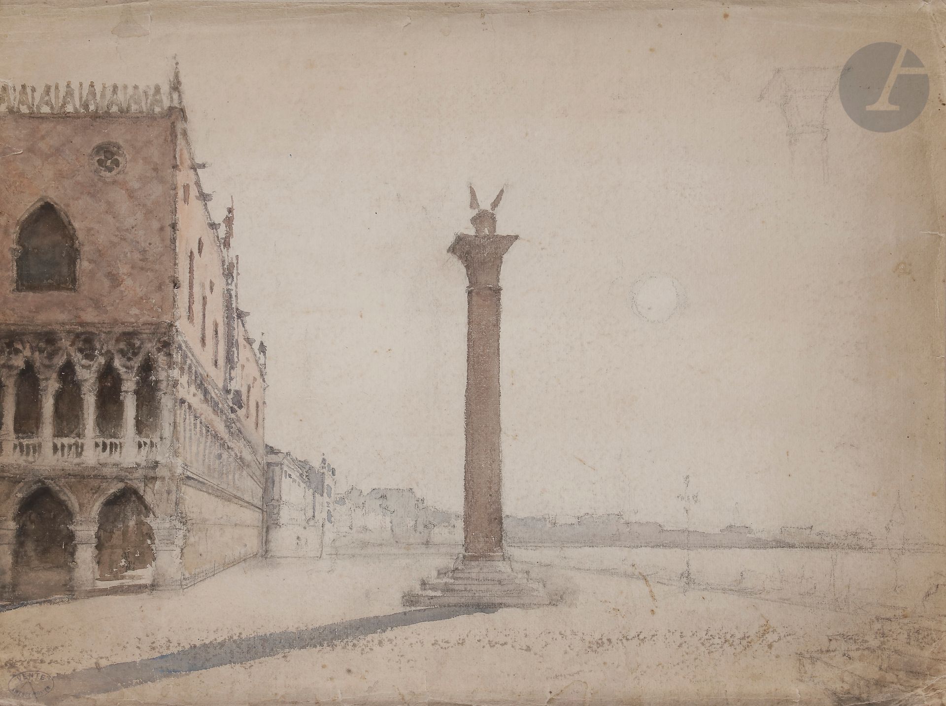 Null Amédée ROSIER (1831-1898
)Piazzetta in VeniceWatercolour
and black pencilSt&hellip;