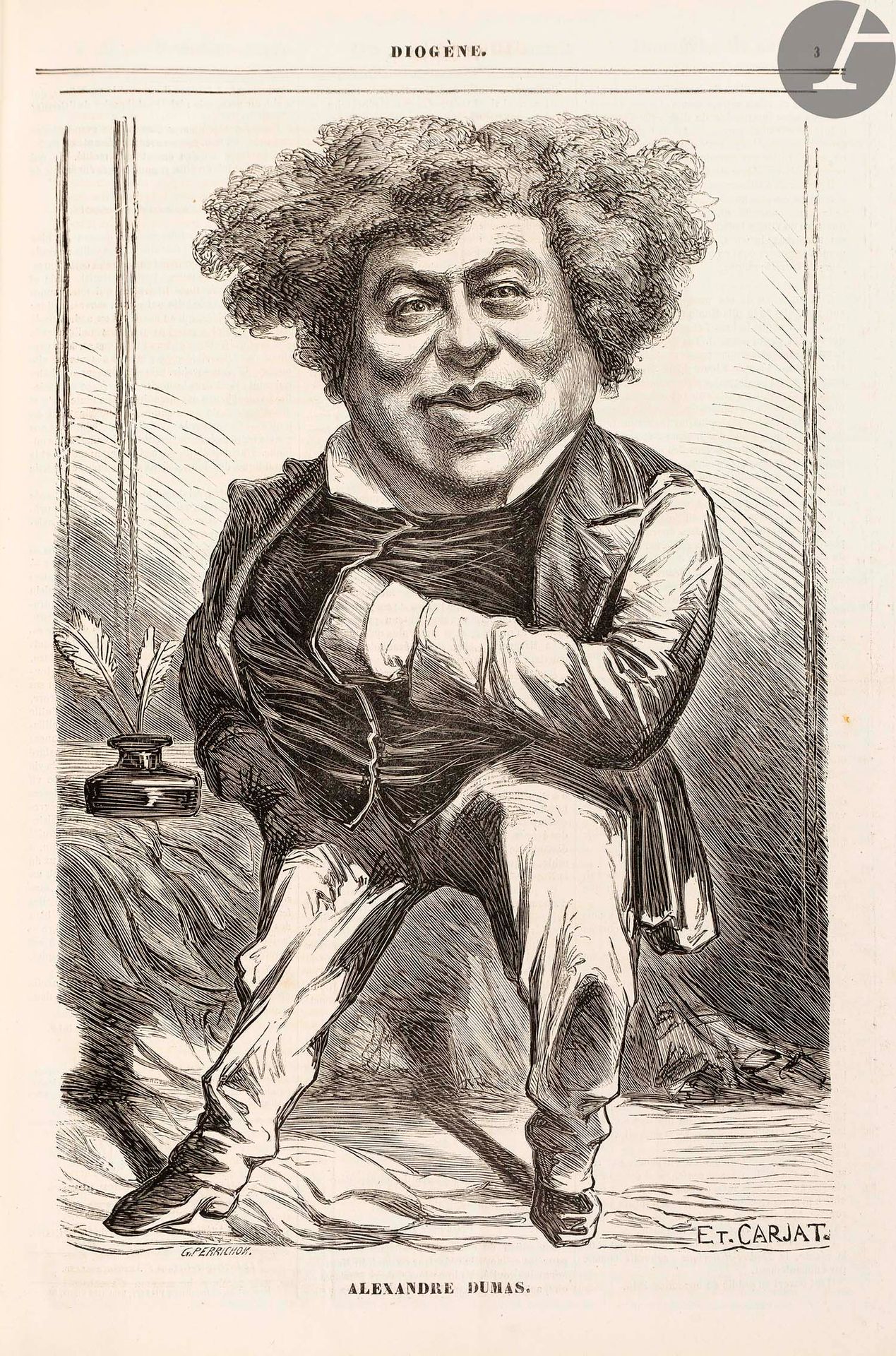 Null CARJAT (Étienne).
第欧根尼。十九世纪男人的肖像和讽刺性传记。
巴黎，1856年8月10日至1857年4月26日。- 36期一开本，4&hellip;