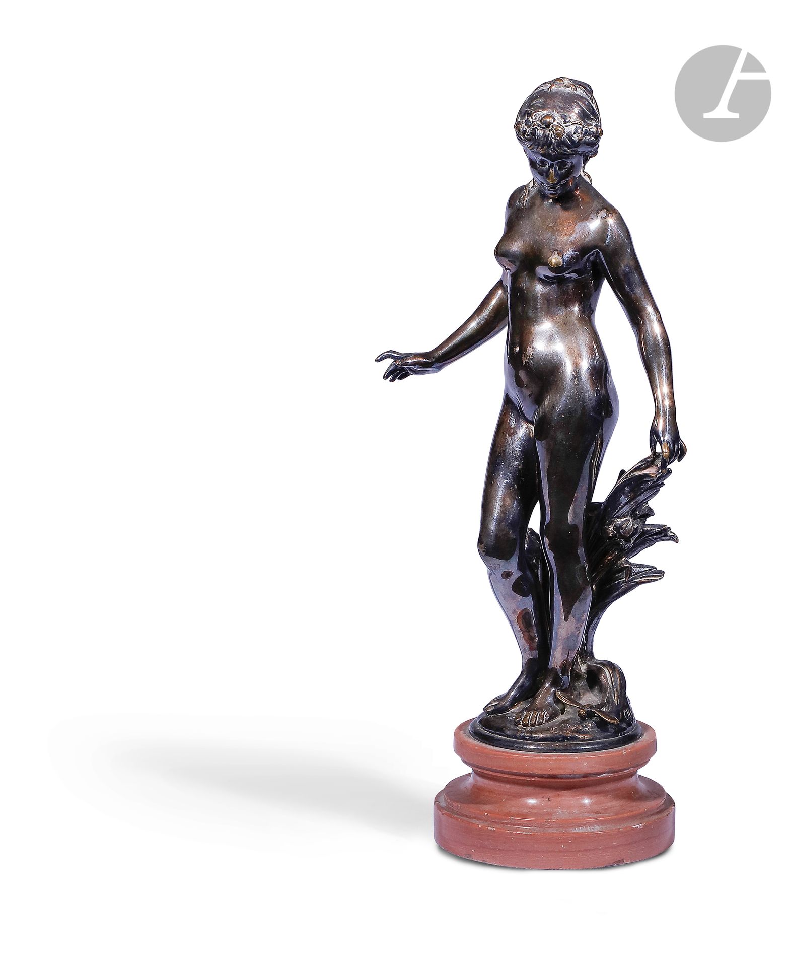 Null Auguste Moreau (1834-1917)
Le réveil
Statuette en bronze argenté
Signé « AU&hellip;