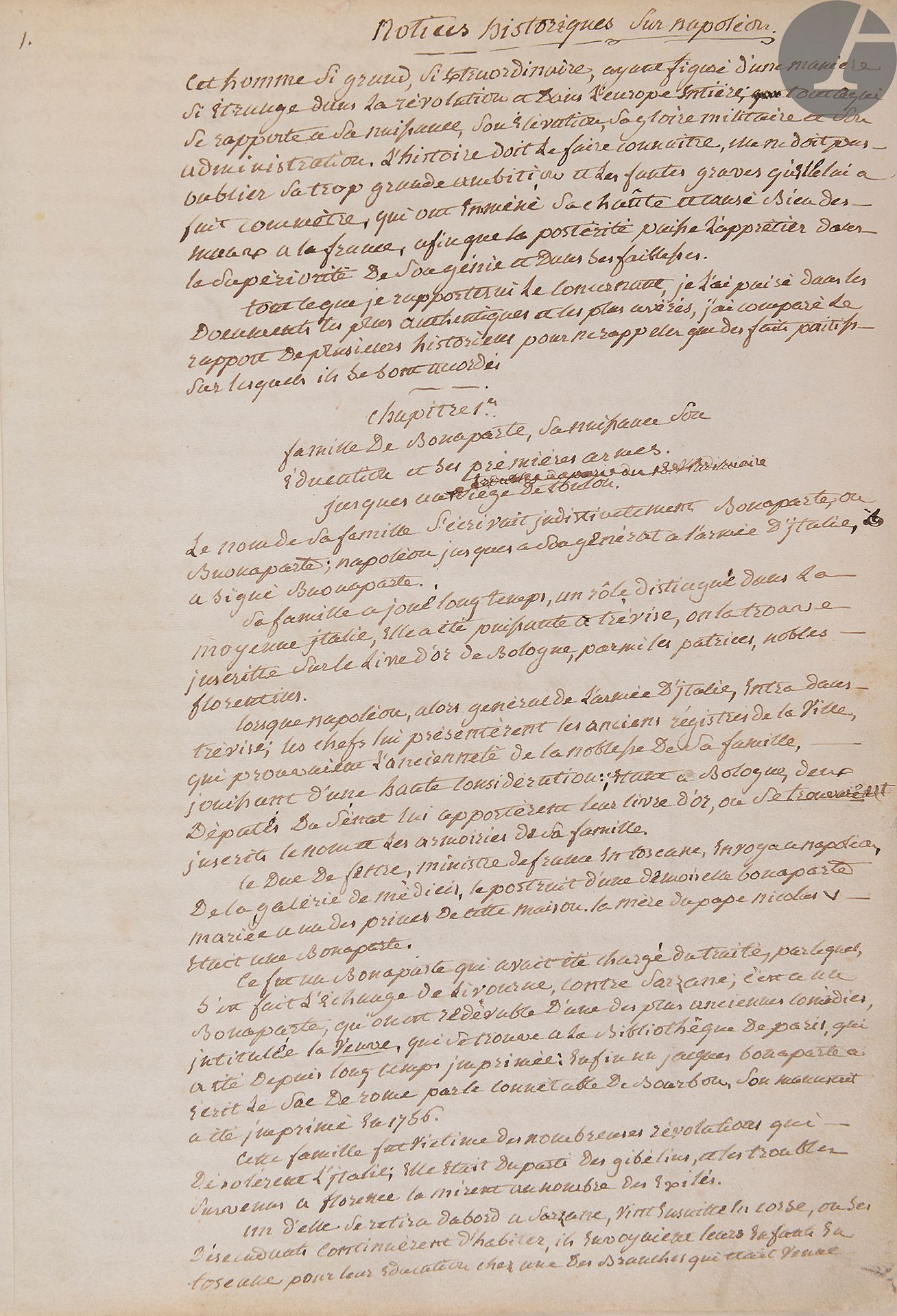 Null NAPOLEON]. Historische Notizen zu Napoleon.
In Französisch, Manuskript auf &hellip;