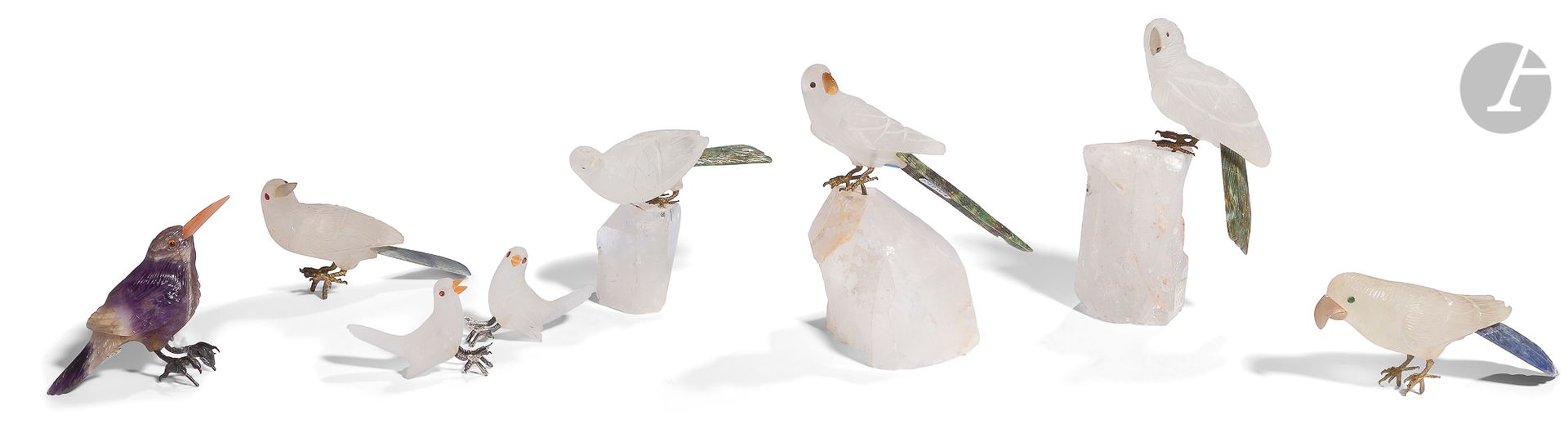 Null Ensemble de 12 sculptures figurant des oiseaux communs et exotiques (2 colo&hellip;