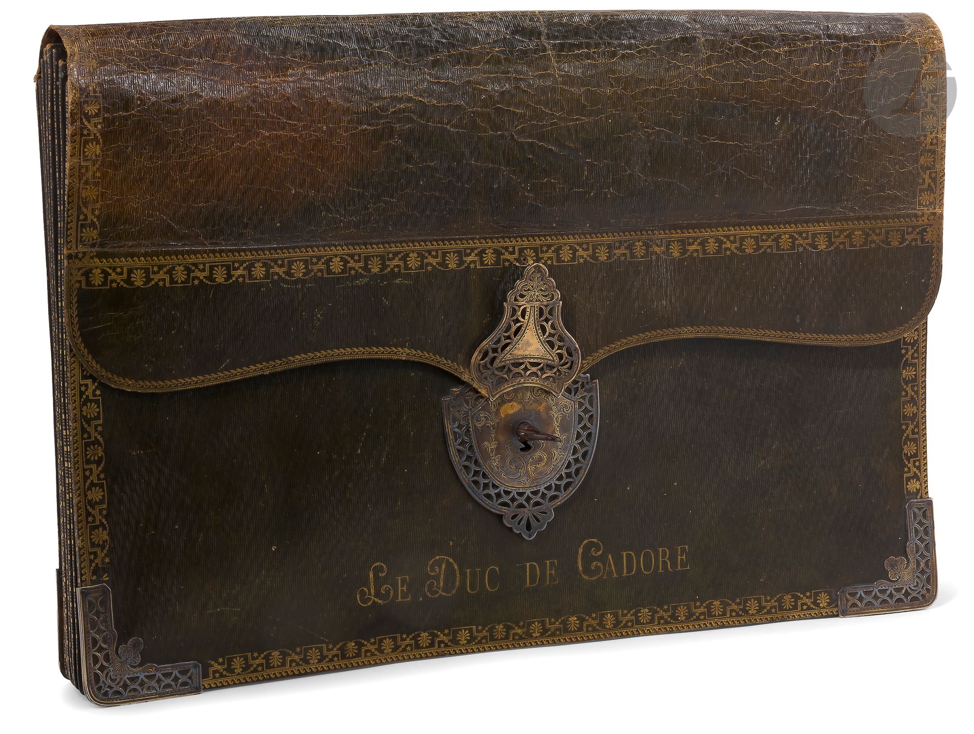 Null SOUVENIR DE CHAMPAGNY, DUC DE CADORE 
Große grüne Marokko-Brieftasche, mit &hellip;