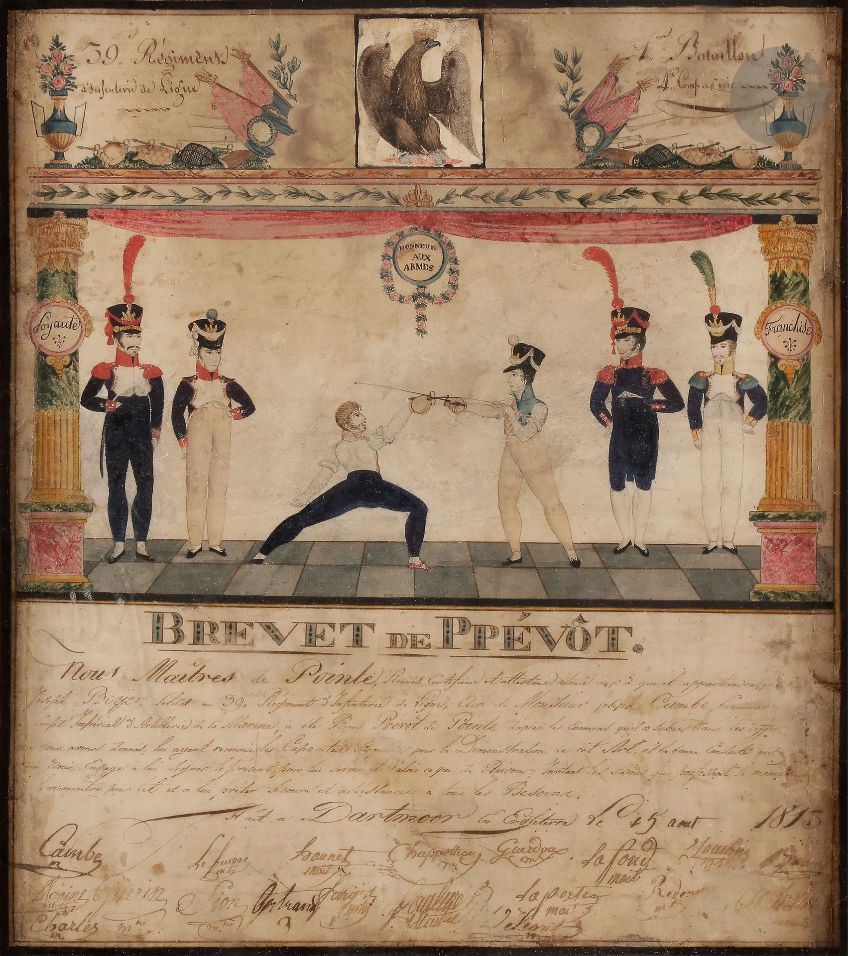 Null Patent of provost marshal of the 39th regiment of line infantry given by th&hellip;