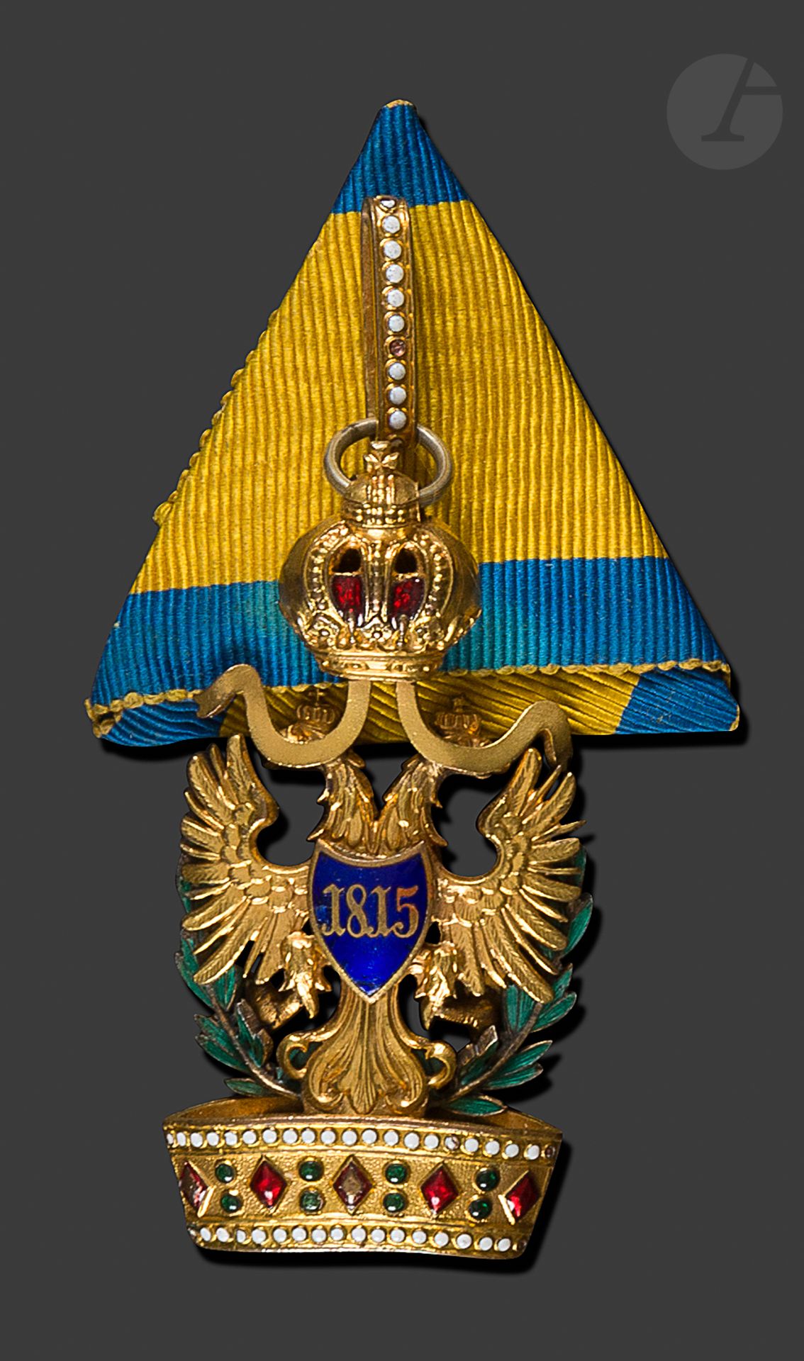 Null AUTRICHEORDRE
DE LA COURONNE DE FER，1816年修改
。
 
三等奖章，军衔，带月桂花环，战时制造。
鎏金铜和珐琅（&hellip;