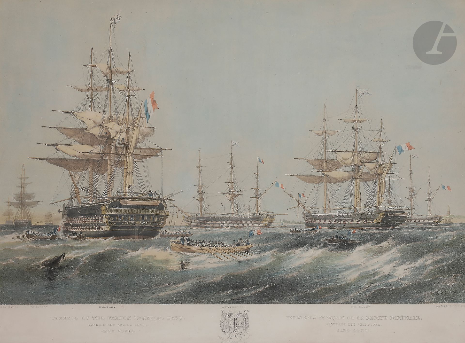 Null BRIERLY和
DUTTON帝国海军的法国
舰艇
正在武装船只。波罗的海1854年大型
彩色石版画，印有英国和法兰西帝国的伟大武器，由Day & S&hellip;