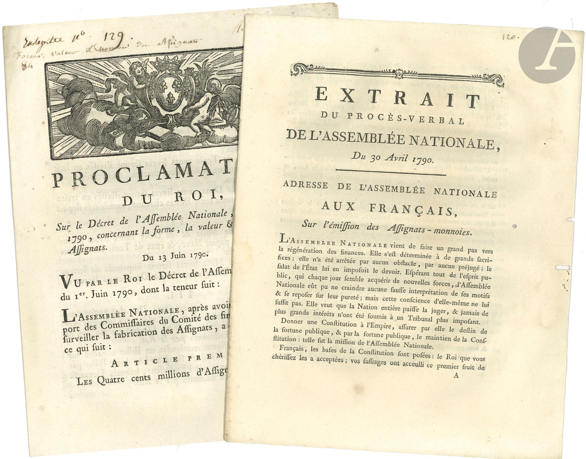 Null ASSIGNATS ET FINANCE. 60 pièces imprimées, 1768-1793 ; in-4, nombreux bande&hellip;