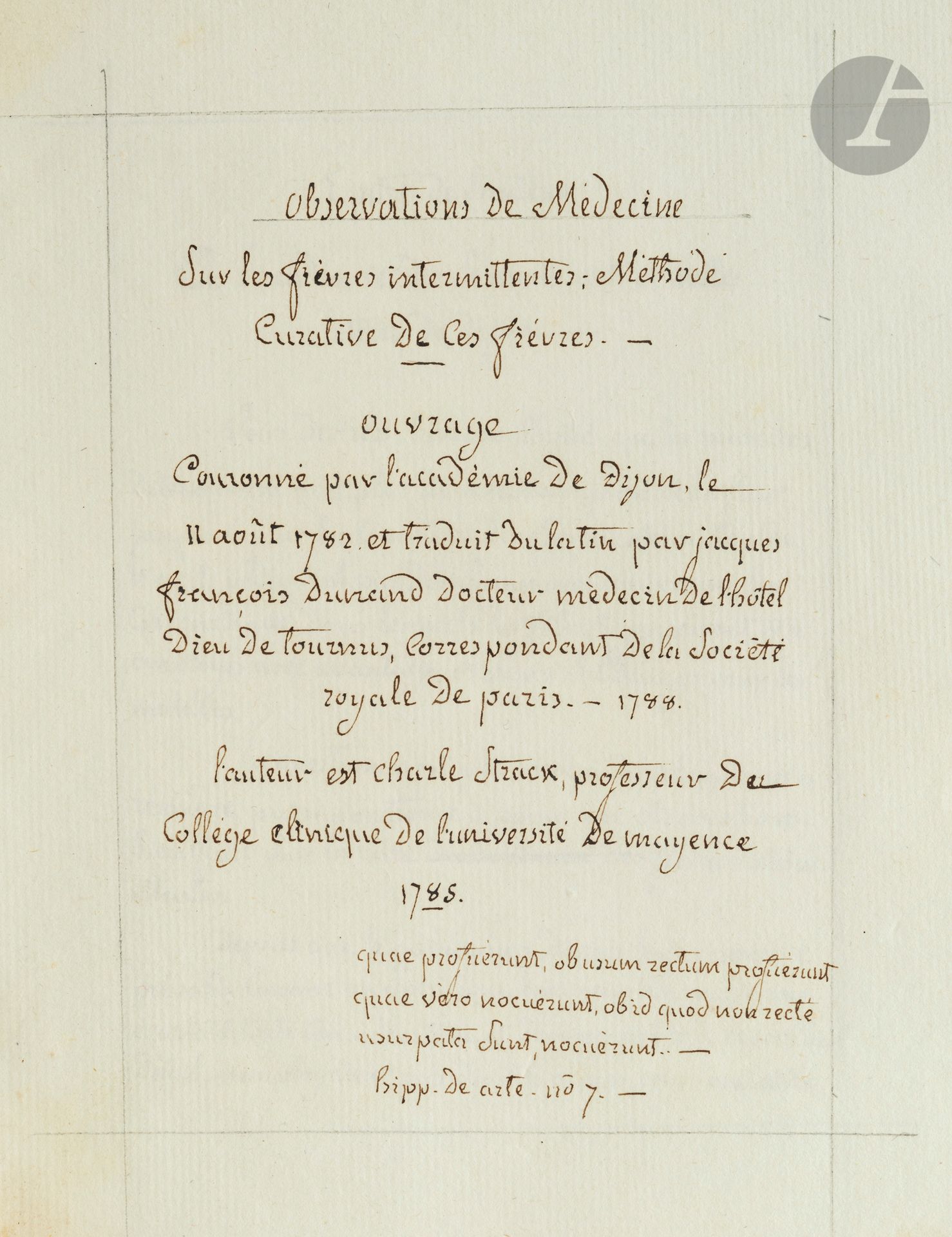 Null médecine. Jacques-François DUNAND (1748-1823) médecin, maire de Tournus. Ma&hellip;