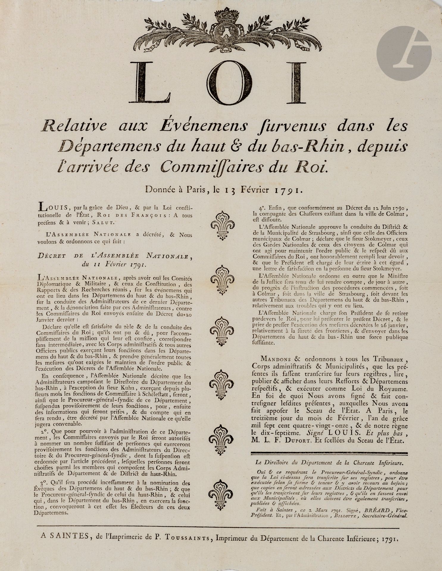 Null ArméeS DE LA RÉVOLUTION. 18 affiches, 1790-1804, impr. De Saintes (une de L&hellip;