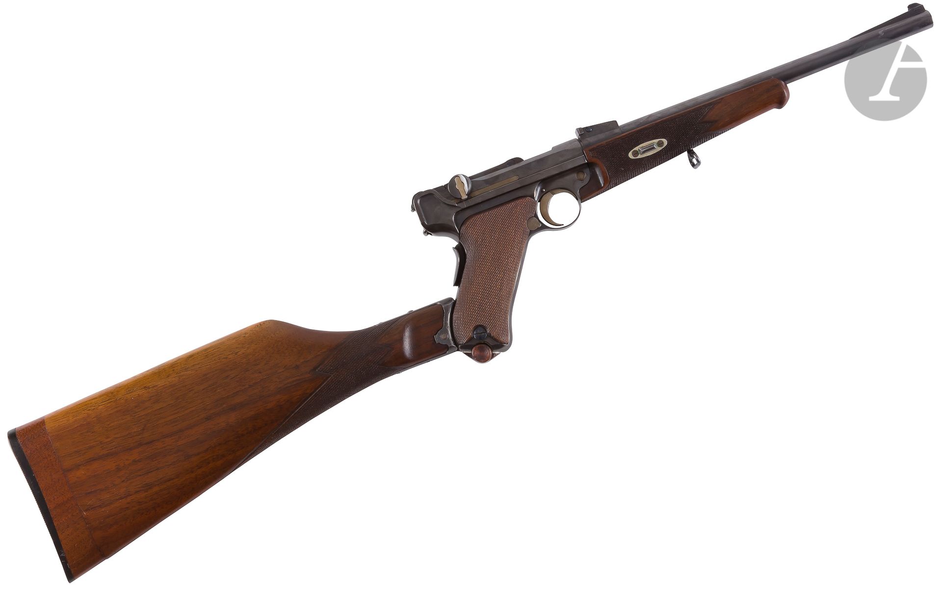 Null Luger Model 1902 Carbine Pistol, 7.65 mm caliber 

Round barrel, rifled, wi&hellip;