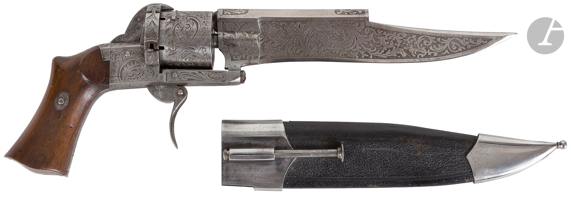 Null Dumonthier-Lefaucheux" Pinfire-Revolvermesser, sechsschüssig, Kaliber 7 mm &hellip;