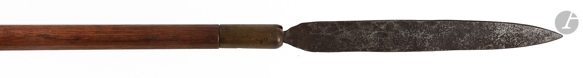 Null 矛头

锻铁材质，有中线边缘

铁的长度：37厘米 - 总长度：200厘米

挖掘件安装在带铜套的木轴上。