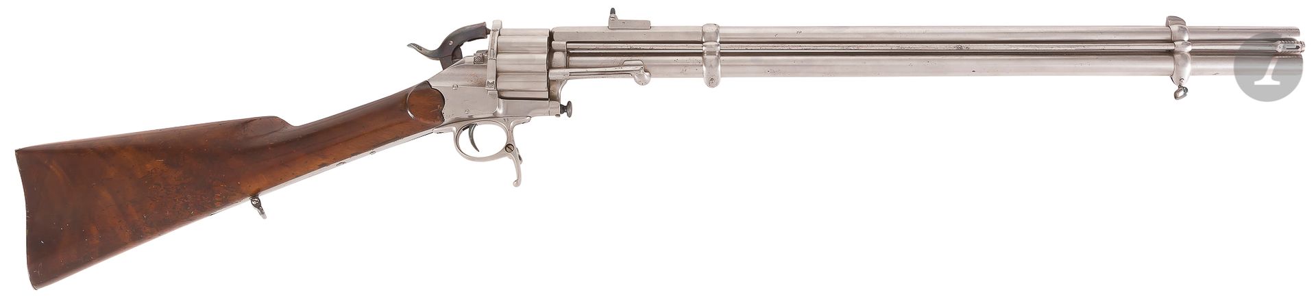 Null 1881型 "Le Mat "中心火力步枪，10发子弹。9发膛线子弹，口径10.60，1发光滑子弹，口径15.22。

叠加的圆形枪管，两侧有雷同的顶&hellip;