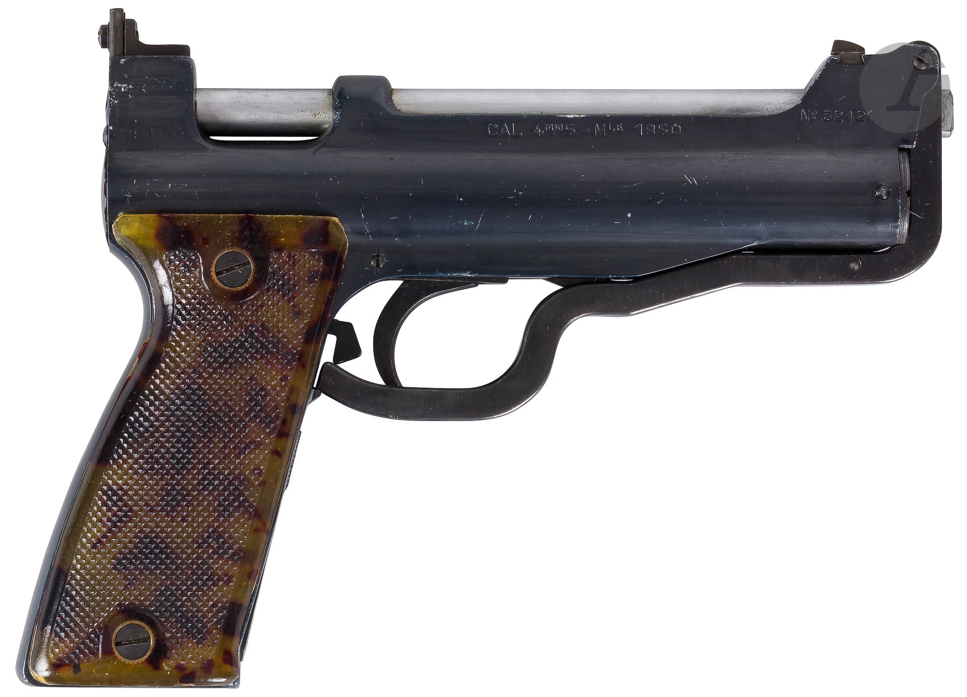 Null MAS 1950型训练用气手枪，口径4.5毫米

合成材料中的板棒方式比例。

B.E.

长度： 19 cm

N° 3242