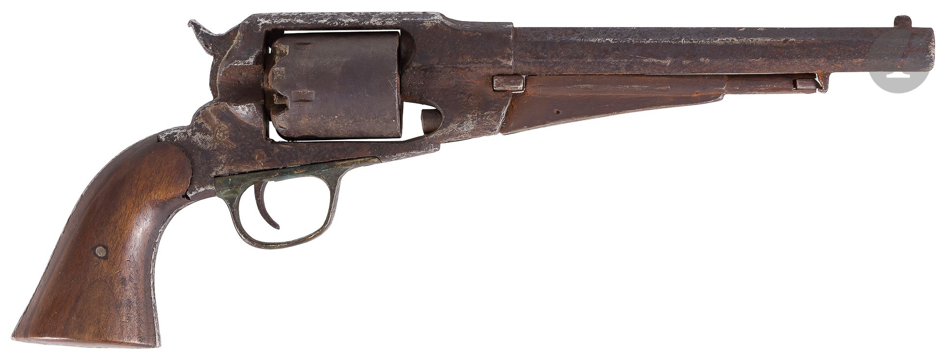 Null 雷明顿1861型六连发打击式左轮手枪，.44陆军口径。

带边的桶。胡桃木库存板。

发掘的状况，历史的见证。



1862年制造，6,000件。