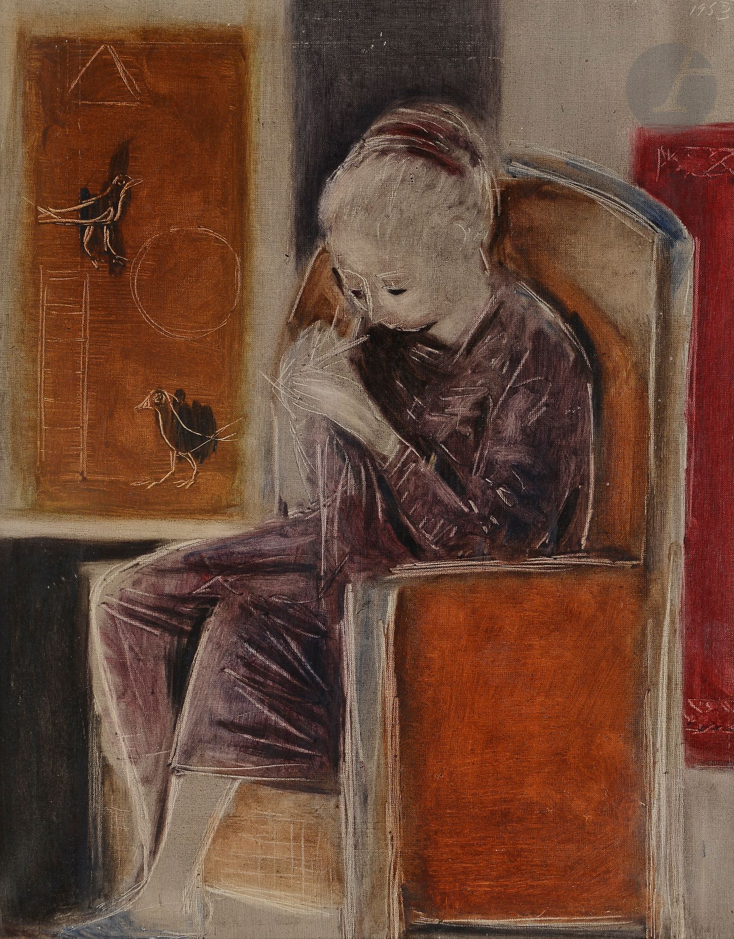 Null Roberta GONZALEZ (1909-1976)
Femme à la couture, 1953
Huile sur toile.
Sign&hellip;