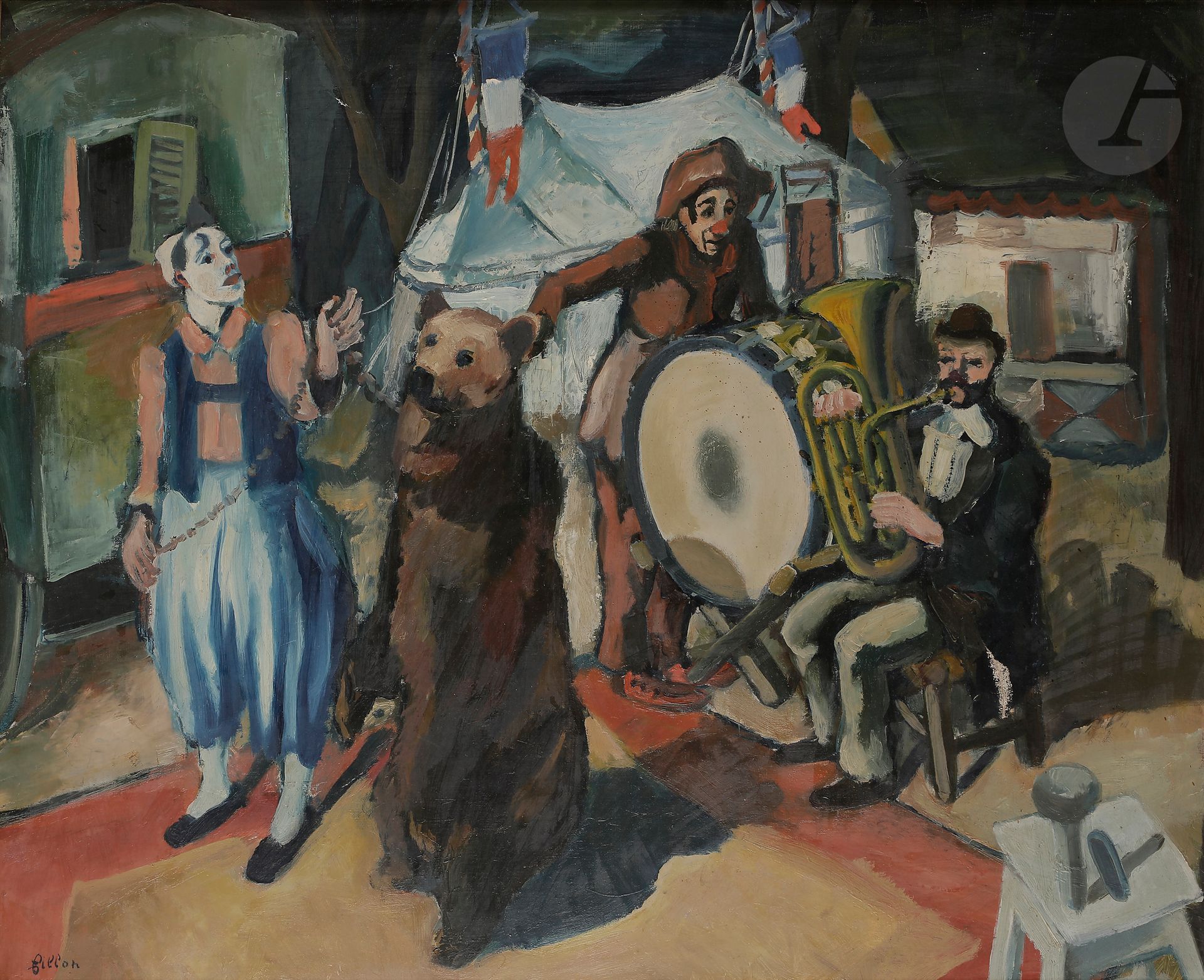 Null Arthur FILLON (1900-1974)
Le Montreur d'ours, 1929
Huile sur toile.
Signée &hellip;