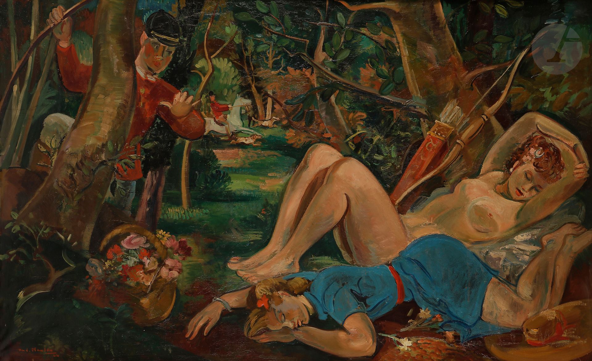 Null André PLANSON (1898-1981)
Le Sommeil de Diane, 1944
Huile sur toile.
Signée&hellip;
