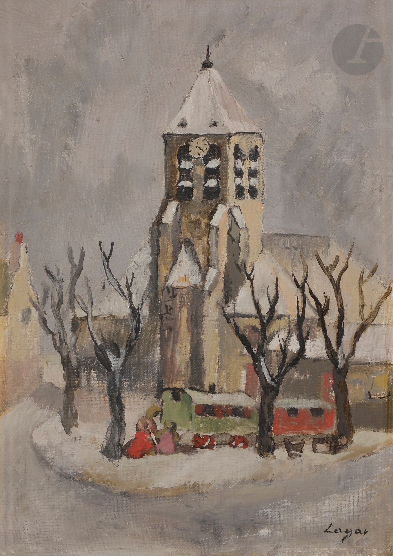 Null 
Celso LAGAR (1891-1966)



Roulottes devant l'église



Huile sur carton t&hellip;
