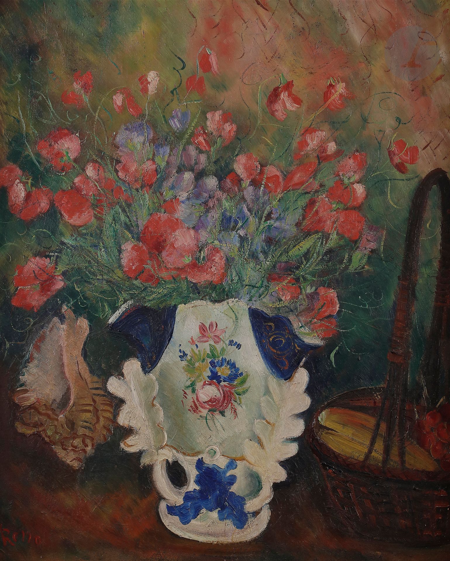 Null Irena Hassenberg dite RENO 
(1884-1953)
Bouquet de coquelicots
Huile sur ca&hellip;