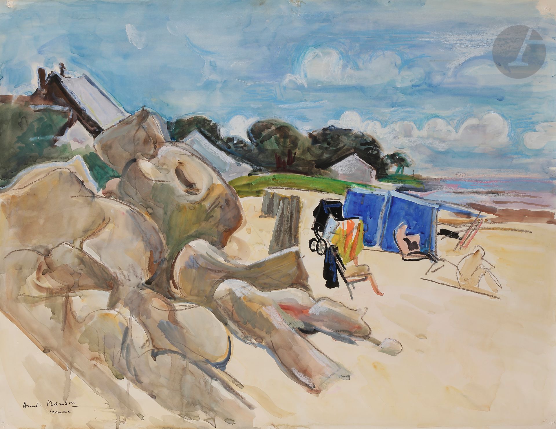 Null André PLANSON (1898-1981)
La Grande plage de Carnac et la pointe Churchill
&hellip;