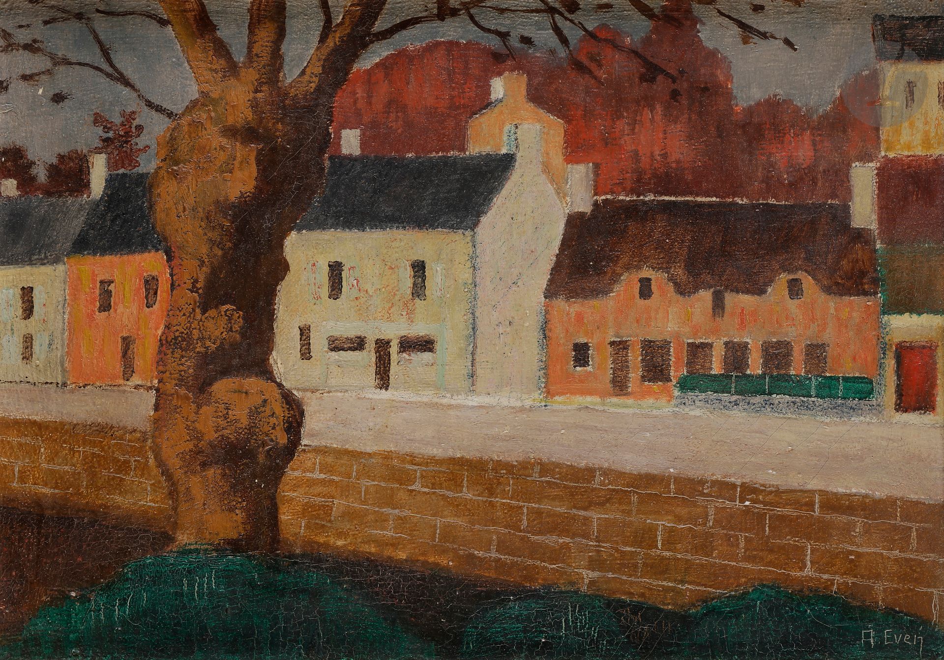 Null André EVEN (1918-1996)
Bretagne, les maisons derrière le muret
Huile sur to&hellip;