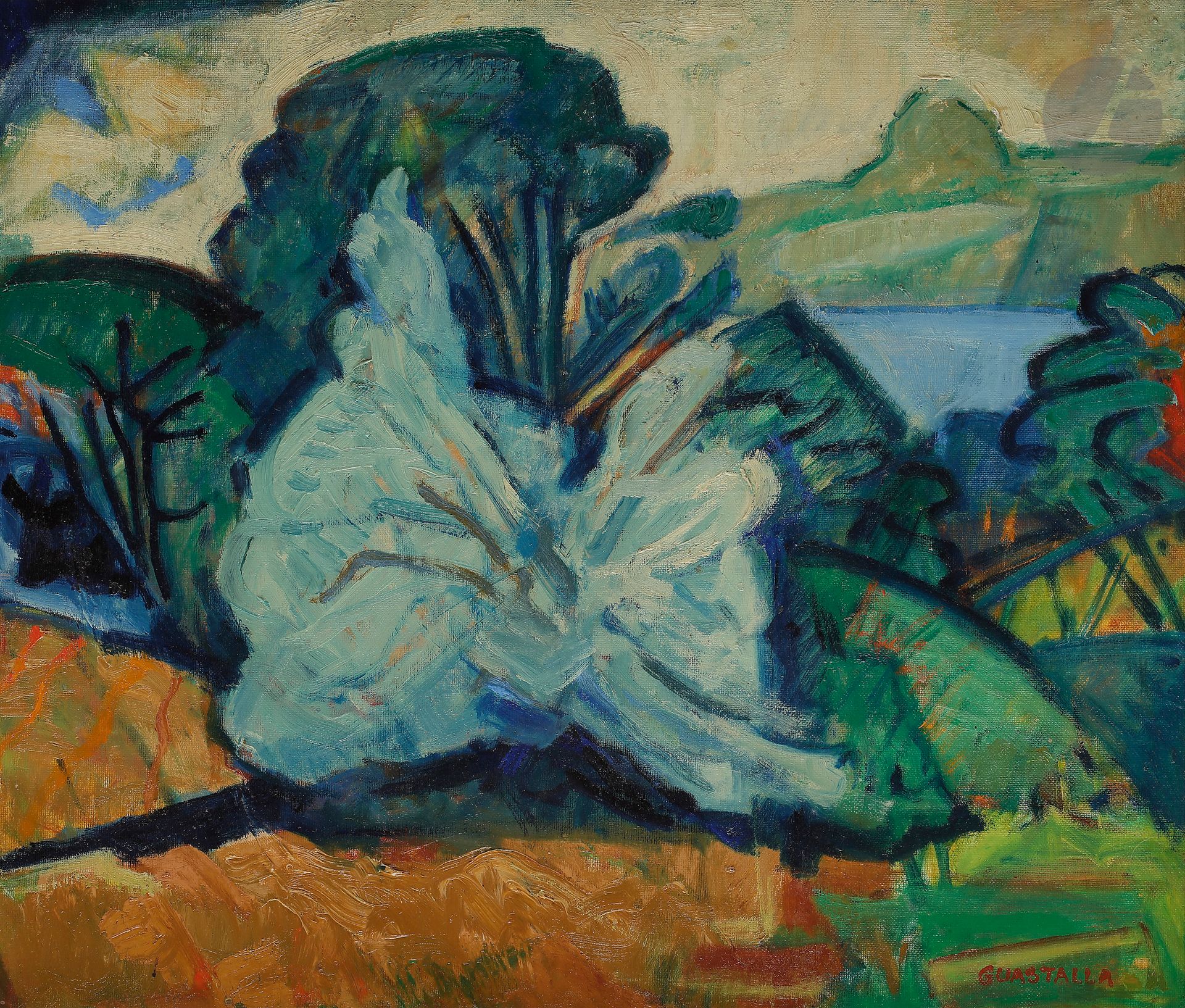 Null Pierre GUASTALLA (1891-1968)
Bord de mer à l'arbre bleu
Huile sur toile.
Si&hellip;