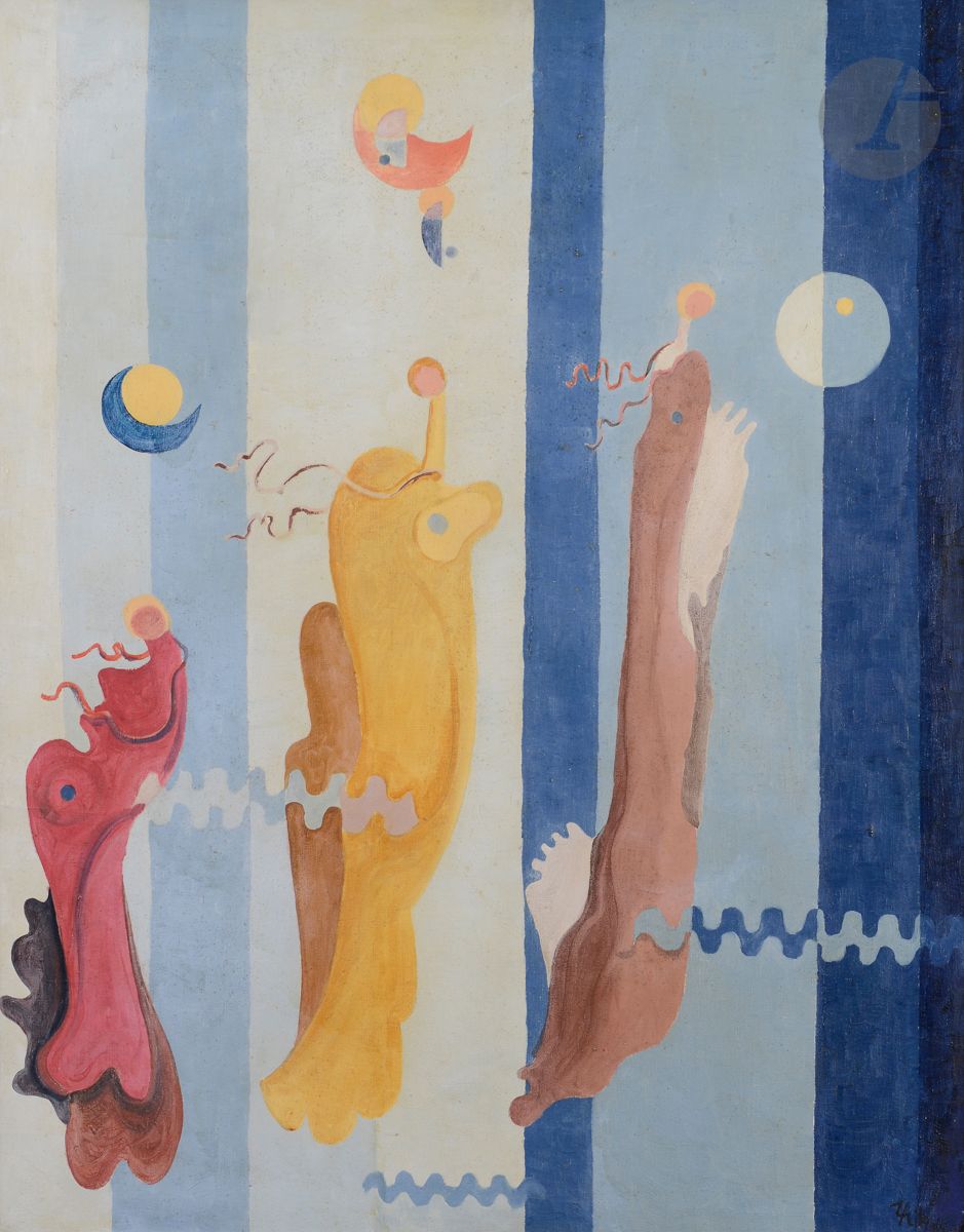 Null Thilo MAATSCH [德国] (1900-1983
)超现实主义作品，1929
布面
油画
。
右下方有签名。
背面的成分。
(轻微事故)。
&hellip;