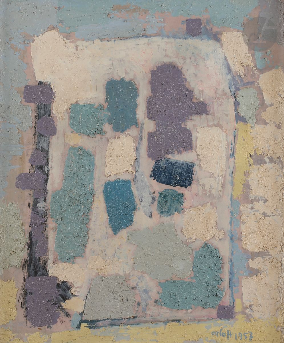 Null 亚历山大-奥洛夫(1899-1979
)作品，1957年
油画

和沙子在帆布上。
右下方有签名和日期。
背面有日期。
55 x 46 cm