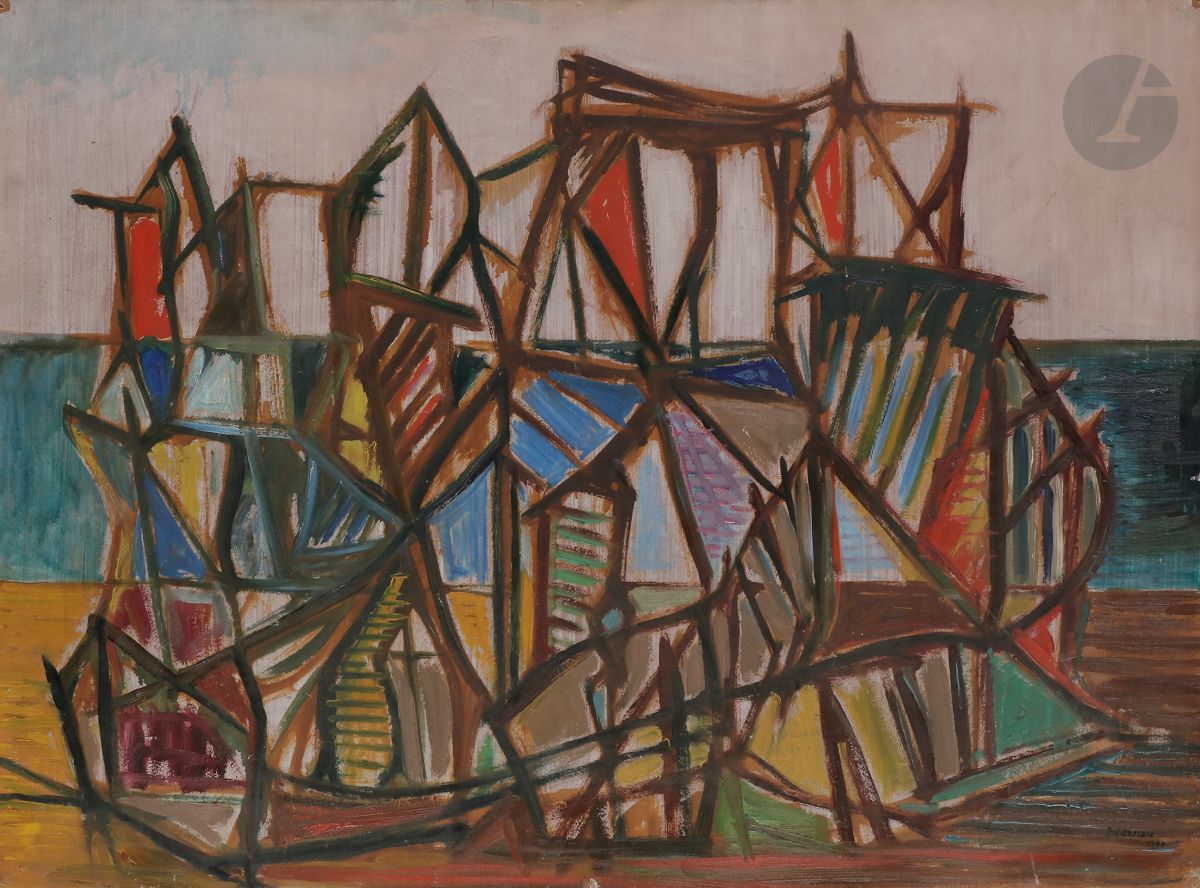 Null Jacques GERMAIN (1915-2001)
Composition, 1946
Huile sur carton.
Signée et d&hellip;