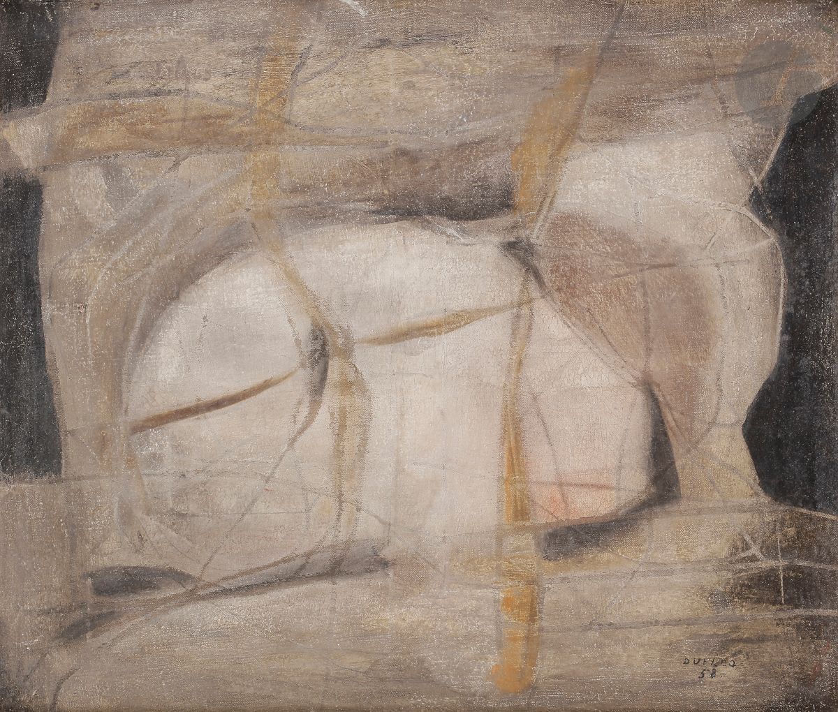 Null Jacques DUTHOO (1910-1960
)构图，1958
布面油画。
右下方有签名和日期。
46 x 55 厘米