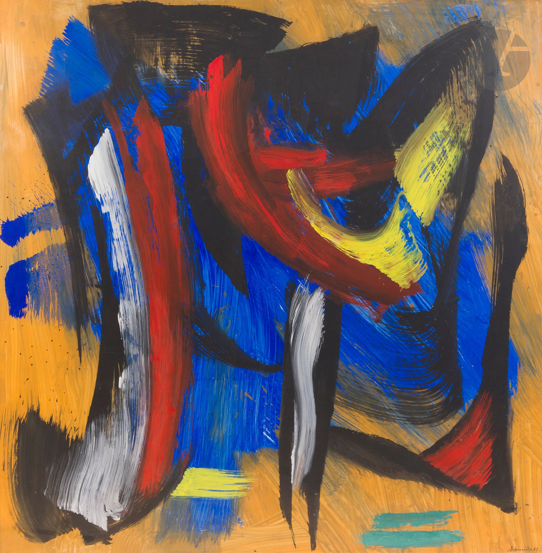 Null Gérard SCHNEIDER (1896-1986)
Composition, 1983
Acrylique sur papier montée &hellip;