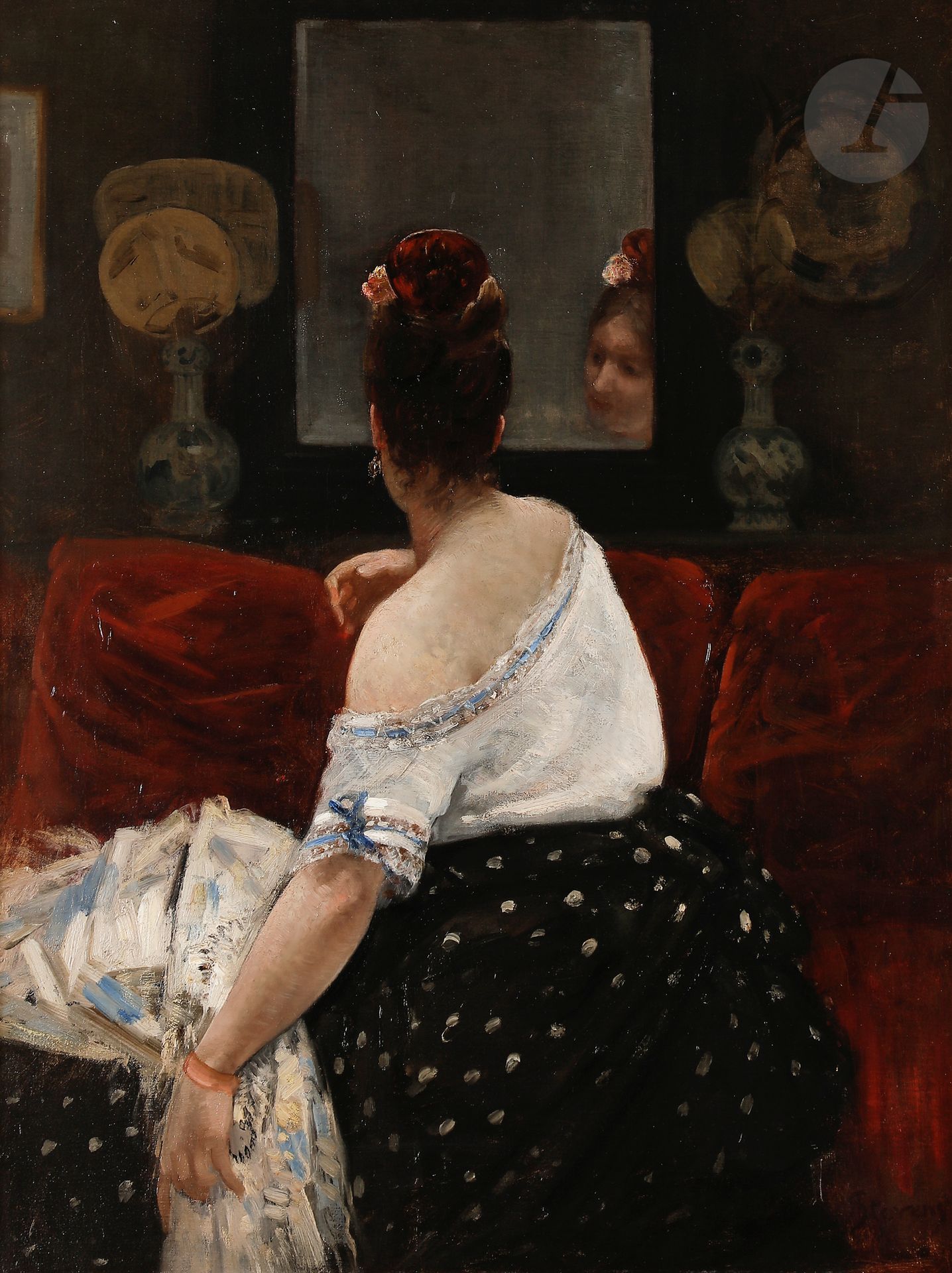 Null Alfred STEVENS (1823-1906)
Élégante au miroir
Huile sur toile.
Signée en ba&hellip;