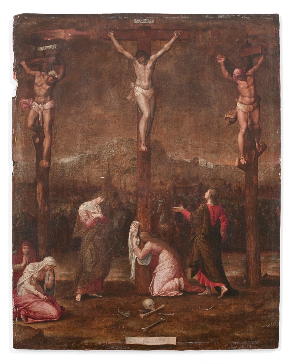 Null 弗莱米什学校（FLEMISH SCHOOL），约1580年《耶稣受难》

橡木
板
，两块木板，未镶木板45
x 36厘米
（缺损和意外）
无框
