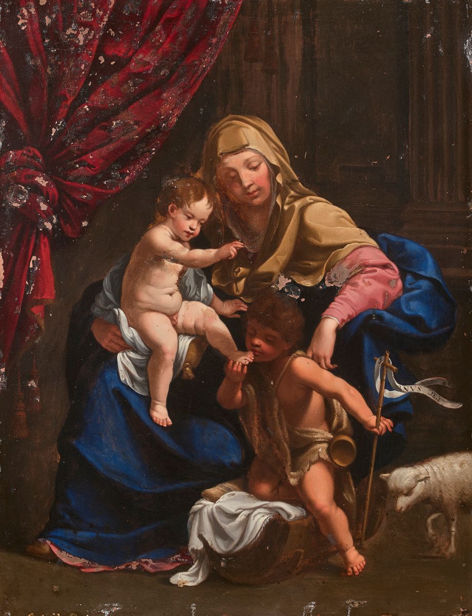 Null 约1640年波隆尼学校，Guido RENIVierge
à l'Enfant avec Saint Jean Baptiste
的追随者铜制纸板

&hellip;