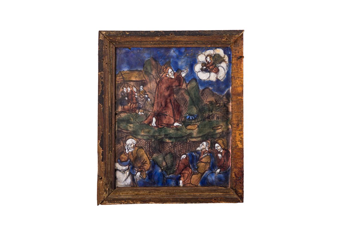 Null 利摩日，16
世纪
下半叶
多色彩绘珐琅
板
，表现基督在橄榄山
的祈祷。

高：18.5厘米，宽：15.5厘米
（事故和修复，缺失部分）