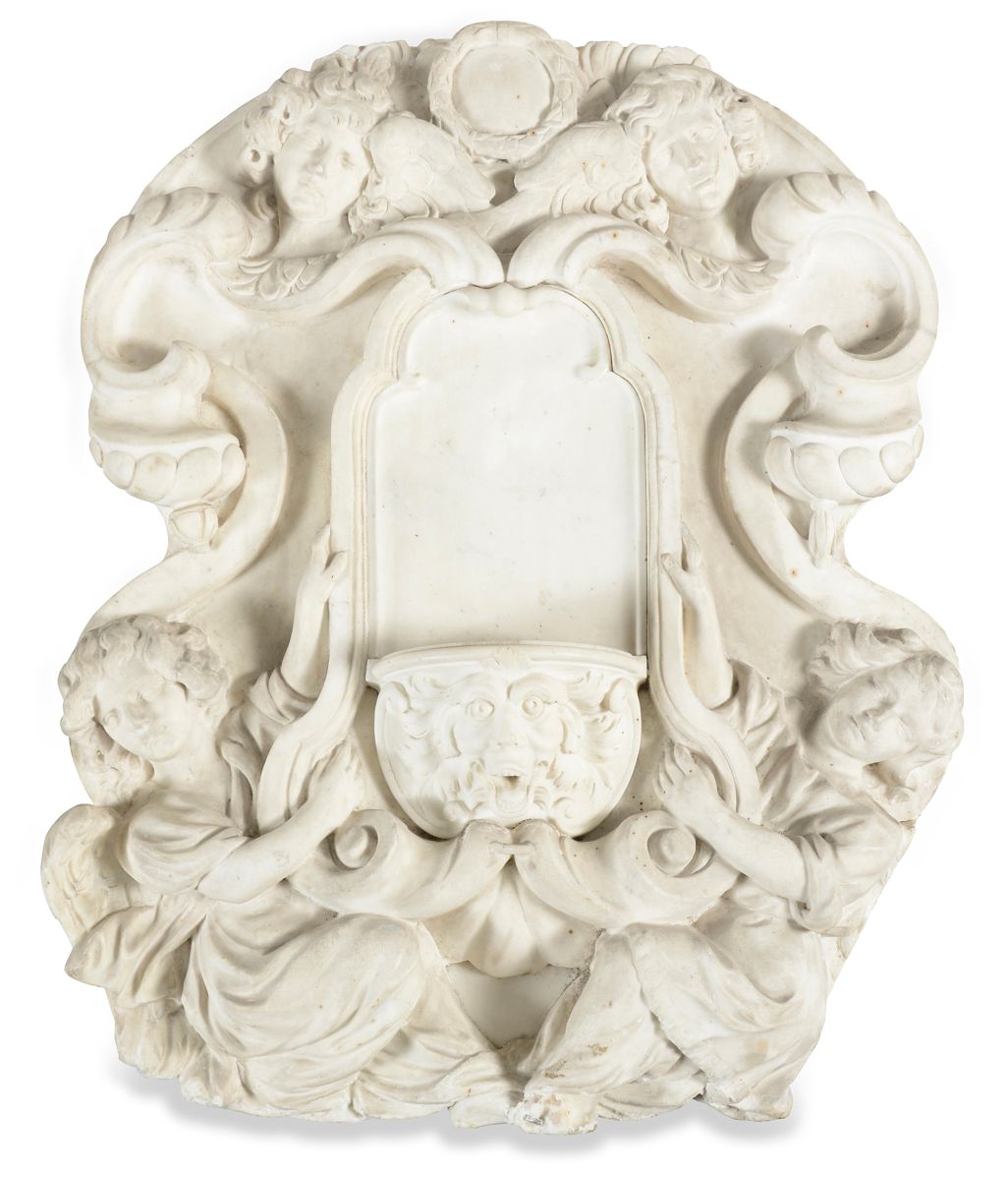 Null Italie, vers 1580
Façade de tabernacle en marbre sculpté en fort relief de &hellip;